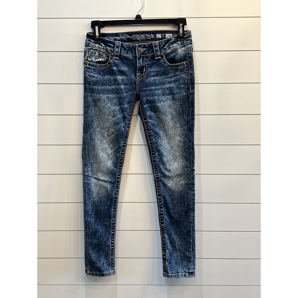 Miss Me Signature Skinny Womens 27x30 Stretch Jeans Bleached Wash